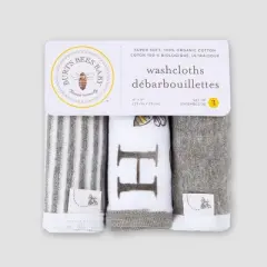 Burt's Bees Baby&reg; Set of 3 A-Bee-C Washcloths - Gray