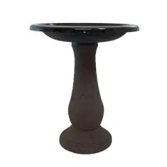 Tierra Garden 24"H Fiber Clay Birdbath, 19"D x 24"H, 8lbs