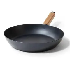 Alva Cookware Forest Nonstick Carbon Steel Frying Pan Skillet, Stay Cool Acacia Wood Handle, Pre-Seasoned, Non Toxic Cookware, Electric Skillet