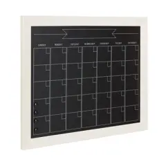 29" x 23" Beatrice Framed Magnetic Chalkboard Calendar White - DesignOvation