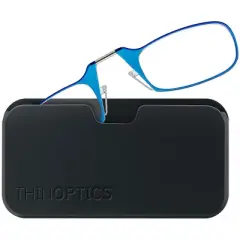 ThinOptics Armless Glasses with Universal Case - Blue Frame, Black Pod