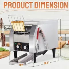 Winado 11.2 in. 1300W 110V Commercial Conveyor Toaster With 150 Slices/Hour