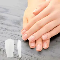 Unique Bargains Women's Full Coverage Fake Nails M Gray White 1 Pc