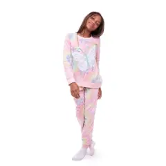 Sleep On It Girls Sweet Butterfly Soft Novelty Fleece 2-Piece Pajama Sleep Pant Set
