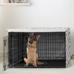 Sweet Jojo Designs Dog Crate Kennel Cover 48in. Paw and Bone Brown Grey and Taupe
