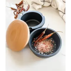 Zassenhaus Spice Buddy XL, cast iron w/ beech wood lid, 3.8" H