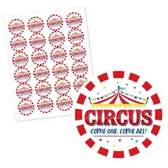 Big Dot of Happiness Carnival - Step Right Up Circus - Carnival Themed Circle Sticker Labels - 24 Count