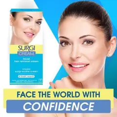 Surgi Cream FACIAL HAIR REMOVAL CREAM (Original/Regular Formula) (PACK OF 2) Includes Surgi-Sooth Cream (Fresh Scent) Surgicream