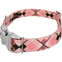 Country Brook Petz Premium Pink and Brown Argyle Collar and Leash