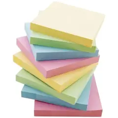 BAZIC Products&reg; Stick On Notes, 3" x 3", Assorted, 100 Sheets, 12 Per Pack, 3 Packs