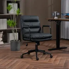 Okak Mid Back Desk Chair, Office Chair with Padded Armrest and Wheels, Computer Chair for Office, Gaming Room, Study