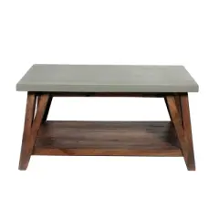 Brookside Entryway Bench Concrete Coated Top and Wood Light Gray/Brown - Alaterre Furniture