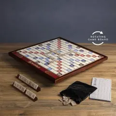 WS Game Company Scrabble Giant Deluxe Edition Board Game with Rotating Wooden Board