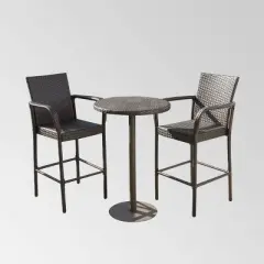 Stella 3pc Wicker 26" Round Bar Set Multibrown - Christopher Knight Home