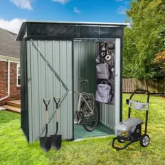 MOEPISY 5ft x 3ft Outdoor Metal Storage Shed Transparent Plate Black