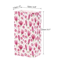 Unique Bargains Paper Gift Bag Pack Pink Flower Storage Bag for Party Favor