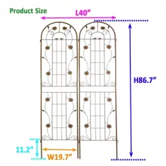 DSVIMOY Arbors and Trellises, 2 Pack Garden Trellis for Climbing Plants Outdoor Flower Support, Brown, 86.7"*40"*0.15"