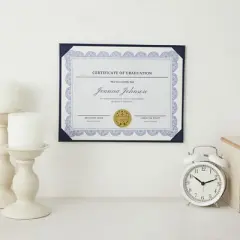 Juvale 3 Pack Navy Blue Certificate Holders with Stand - Single-Sided Document Holders for Diplomas, Awards, Certifications