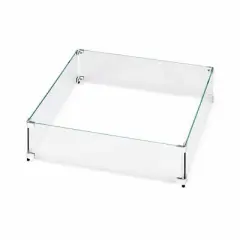 Barton 18.5" x 18.5" inch Fire Pit Wind Guard Tempered Glass Square Wind-Resistant Wind Screens, Clear