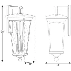 Progress Lighting Chatsworth 3-Light Outdoor Wall Lantern in Black with Clear Glass Panels