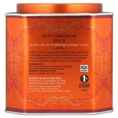 Harney & Sons Hot Cinnamon Spice, Black Tea with Orange & Sweet Clove, 30 Sachets, 2.67 oz (75 g)