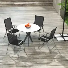 Tangkula 4PCS Patio Portable Metal Folding Chairs Dining Chair Set Poolside Garden
