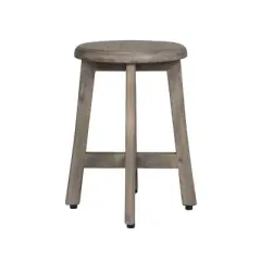 DecoTeak&reg; Shoji&reg; 18" Teak Wood Shower Stool with 12" Round Seat in Antique Gray Finish