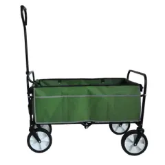 DSVIMOY Portable Folding Beach Wagons with Wheels, Portable Carts with Adjustable Handle, Green, 37"*20"*45"