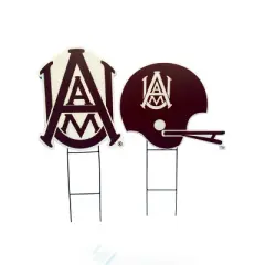 NCAA Alabama A&M Bulldogs 2pk Logo and Helmet Garden Stake Set