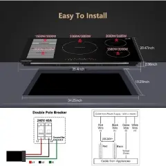 Electric Cooktop 36 Inch,Built-in Radiant Electric Stove Top,5 Burners,9 Heating Level,Timer,Safety Lock,Sensor Touch Control,Pan detection