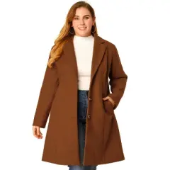 Agnes Orinda Women's Plus Size Winter Notched Lapel Single Breasted Pea Coat