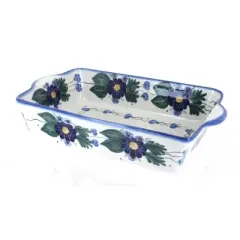 Blue Rose Polish Pottery 43D WR Unikat Loaf Baker with Handles