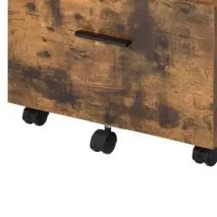 Wooden File Cabinet with Open Compartment and Drawer Brown/Black - Benzara