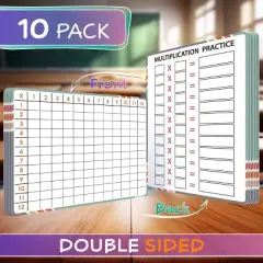 SCRIBBLEDO Multiplication Table 9"x12" Dry Erase Sheets Pack of 10
