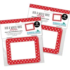 2pk 45ea Red & White Dots Self-Adhesive Name Tag Labels - Barker Creek: School Name Tags, Teaching Aid, 90 Pieces