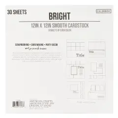 Colorbok 78lb Smooth Cardstock 12"X12" 30/Pkg-Bright, 5 Colors/6 Each