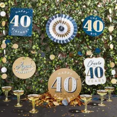 Sparkle and Bash 12 Pieces 40th Birthday Party Supplies, Table Centerpieces, Wall Ceiling Decorations Confetti String