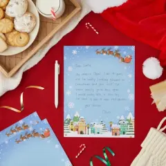 Pipilo Press 96-Sheet Santa Letterhead Stationery Paper for Christmas Holiday Letters, 8.5x11"