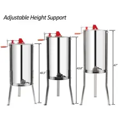 VINGLI 3 Frames Manual Honey Extractor Separator, Food Grade Stainless Steel Honeycomb Spinner Drum Crank With Adjustable Height Stands