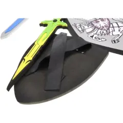 JuzToys 2-Pack Foam Swords and Shields Toy Weapons &ndash; Pretend Play Fake Swords Toy, Role Play Knight Costume Accessories for Kids &ndash; Blue/Green