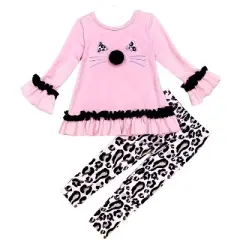 Girls The Cutest Cub Leopard Legging Set - Mia Belle Girls