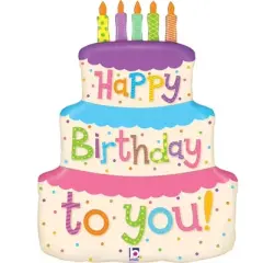 LoonBalloon 27" Pink & Purple Birthday Cake Balloon with 4 Latex Balloons | Festive Party Decor