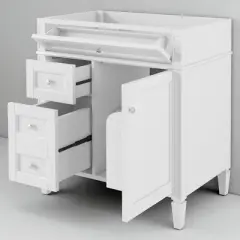 30'' Bathroom Vanity Cabinet Only, Modern Storage Cabinet with 3 Drawers, Door Organizer & Adjustable Shelf