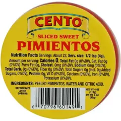 Cento Sliced Sweet Pimentos - 12 pack, 4 oz