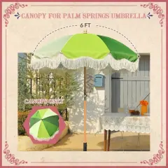 LAGarden 6 Ft Fringe Umbrella Replacement Canopy Top Cover Outdoor Patio Green