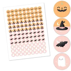 Big Dot of Happiness Pastel Halloween - Pink Pumpkin Party Round Candy Sticker Favors - Labels Fits Chocolate Candy (1 sheet of 108)