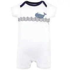 Hudson Baby Infant Boy Cotton Rompers 3pk, Sailor Whale