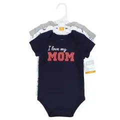 Hudson Baby Infant Boy Cotton Bodysuits, Love Mom