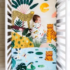 Baby Gift Set, Crib Sheet & Swaddle Newborn Gift Box, Jungle Safari Theme