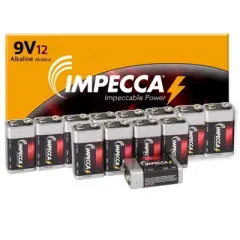 Impecca 9-Volt 12-Pack Alkaline Platinum Batteries (12-Cells)